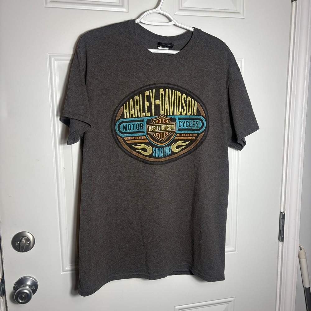 2 Harley-Davidson St. Joe St. Joseph MO 50th Anniversary T-Shirt Gray Mens L